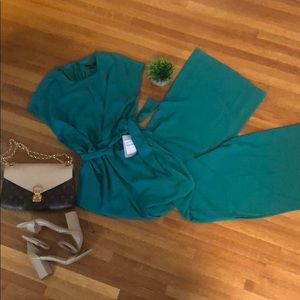 NWT Maggy London Green Twist Wave Jumpsuit
